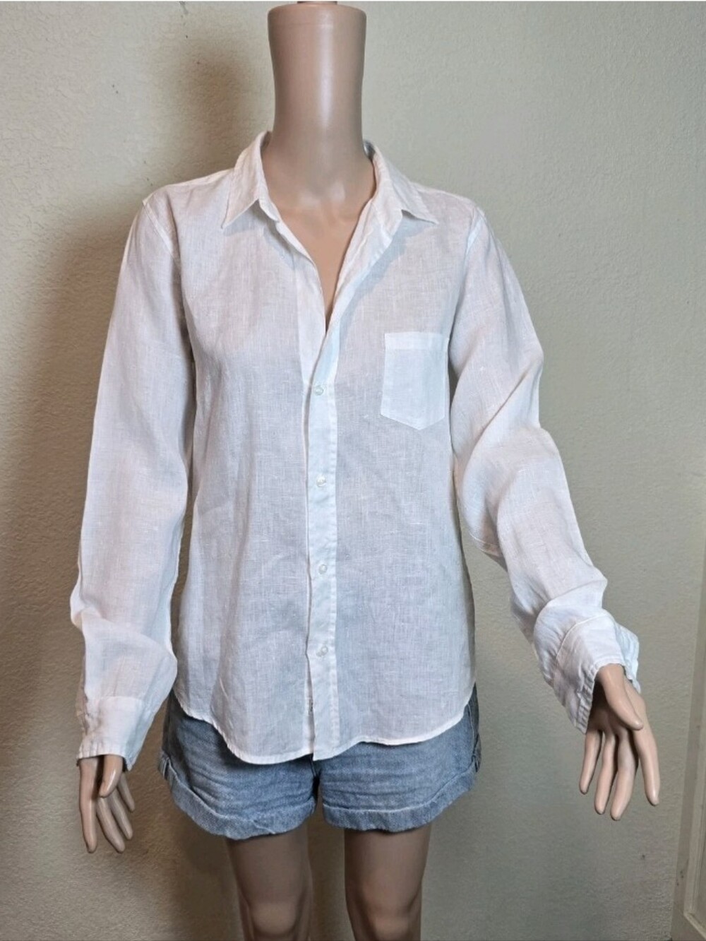 Frank&Eileen 100% linen shirt Size Large Long Sleeve with embroidered hearts - Picture 2 of 16